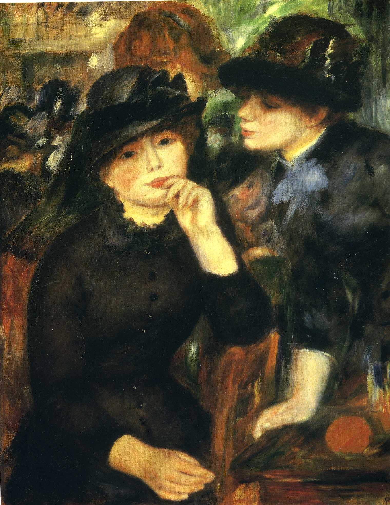 Two girls in black - Pierre-Auguste Renoir painting on canvas
